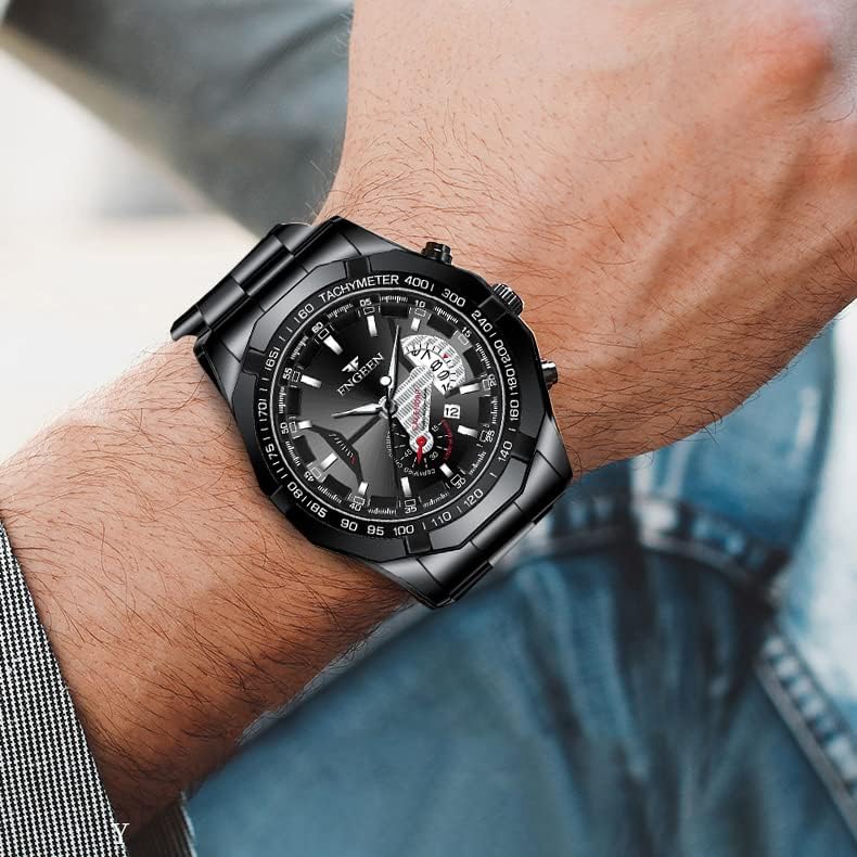 BY BENYAR AKNIGHT Watches for Men Quartz Movement Watch,Waterproof Luminous Men's Watch, Stainless Steel Strap Business Watches