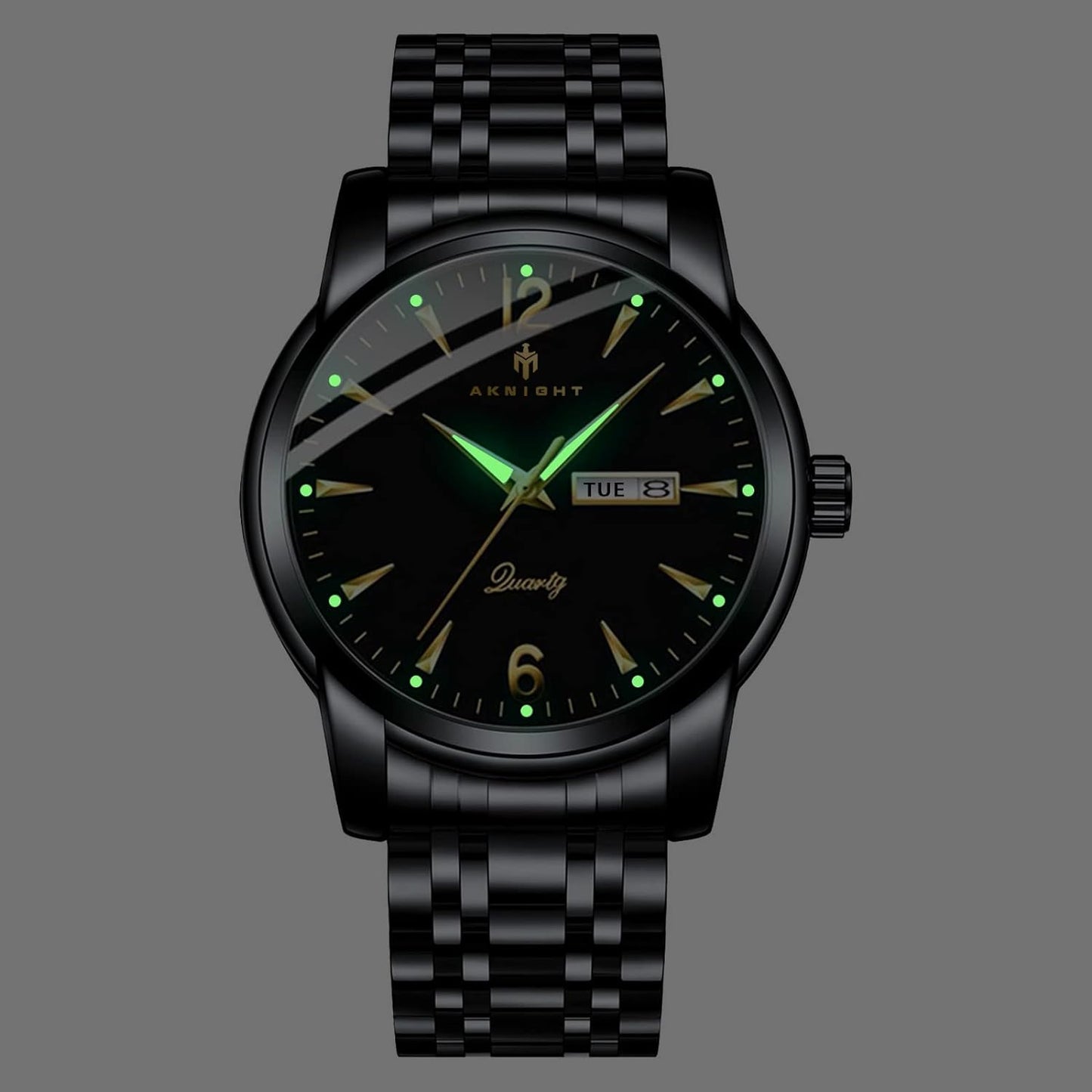 BY BENYAR AKNIGHT Watches for Men Quartz Movement Watch,Waterproof Luminous Men's Watch, Stainless Steel Strap Business Watches