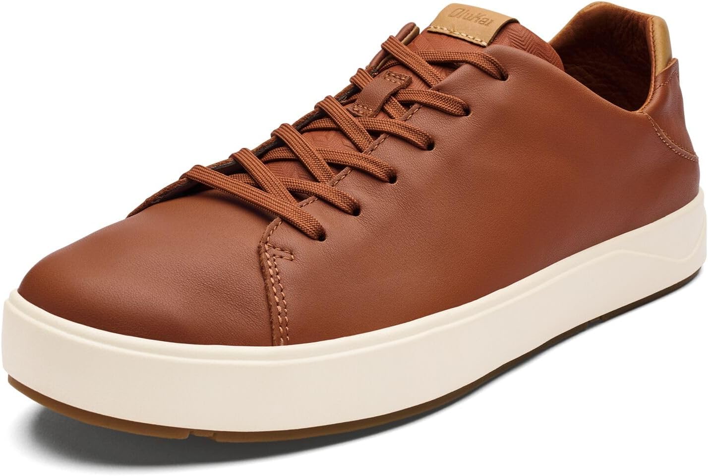 OLUKAI Lae'ahi Li 'ILI Men's Leather Sneakers, Supple Full-Grain Leather Shoes, Drop-in Heel & All Weather Rubber Soles