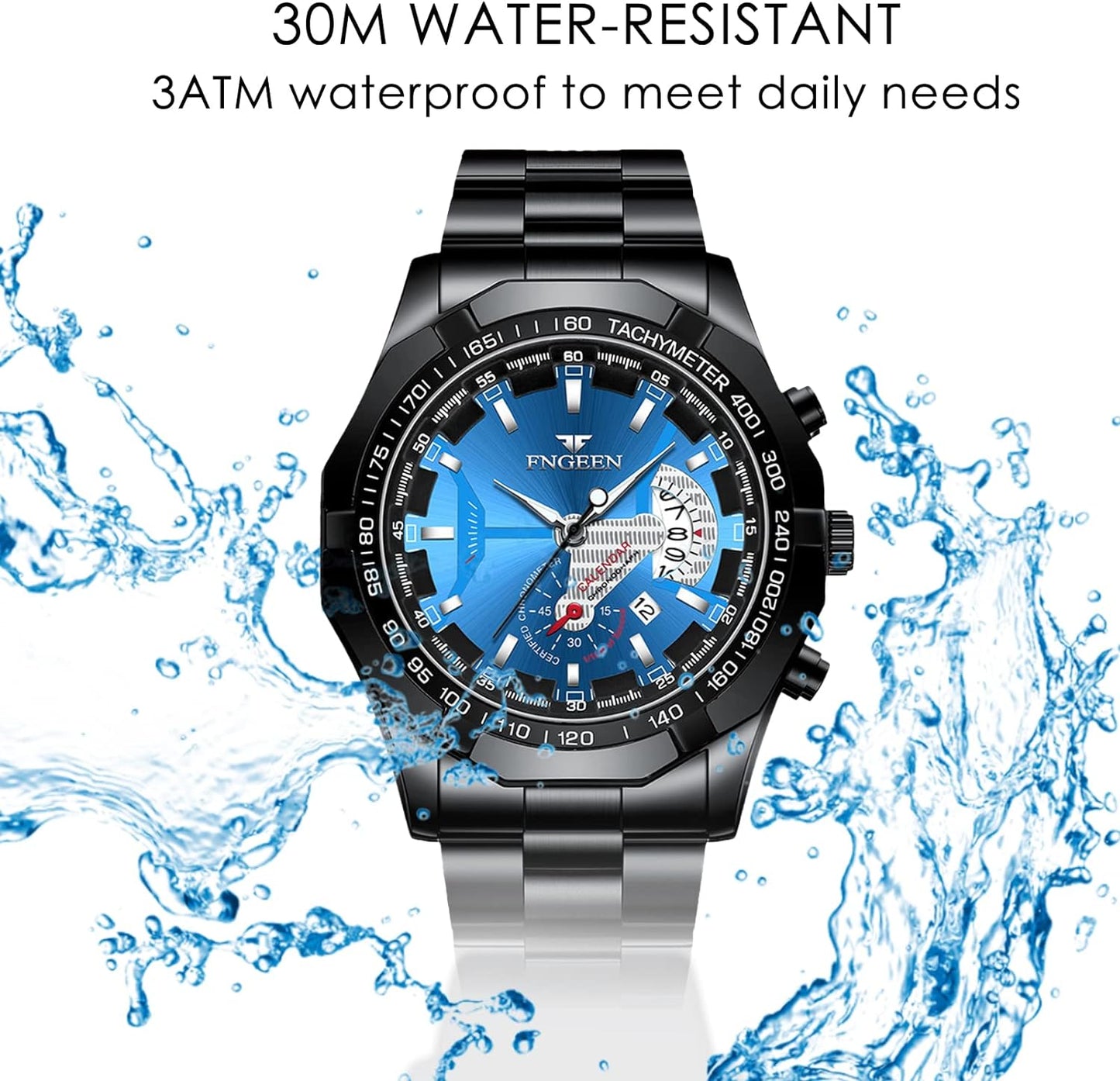 BY BENYAR AKNIGHT Watches for Men Quartz Movement Watch,Waterproof Luminous Men's Watch, Stainless Steel Strap Business Watches