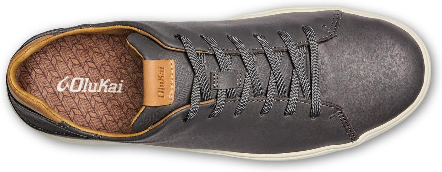 OLUKAI Lae'ahi Li 'ILI Men's Leather Sneakers, Supple Full-Grain Leather Shoes, Drop-in Heel & All Weather Rubber Soles