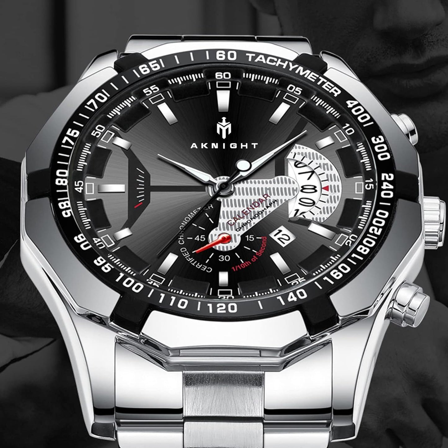 BY BENYAR AKNIGHT Watches for Men Quartz Movement Watch,Waterproof Luminous Men's Watch, Stainless Steel Strap Business Watches