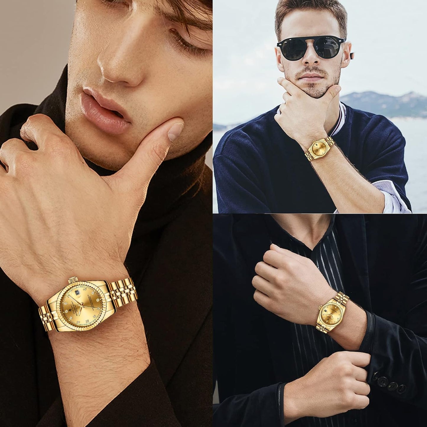 BY BENYAR AKNIGHT Watches for Men Quartz Movement Watch,Waterproof Luminous Men's Watch, Stainless Steel Strap Business Watches