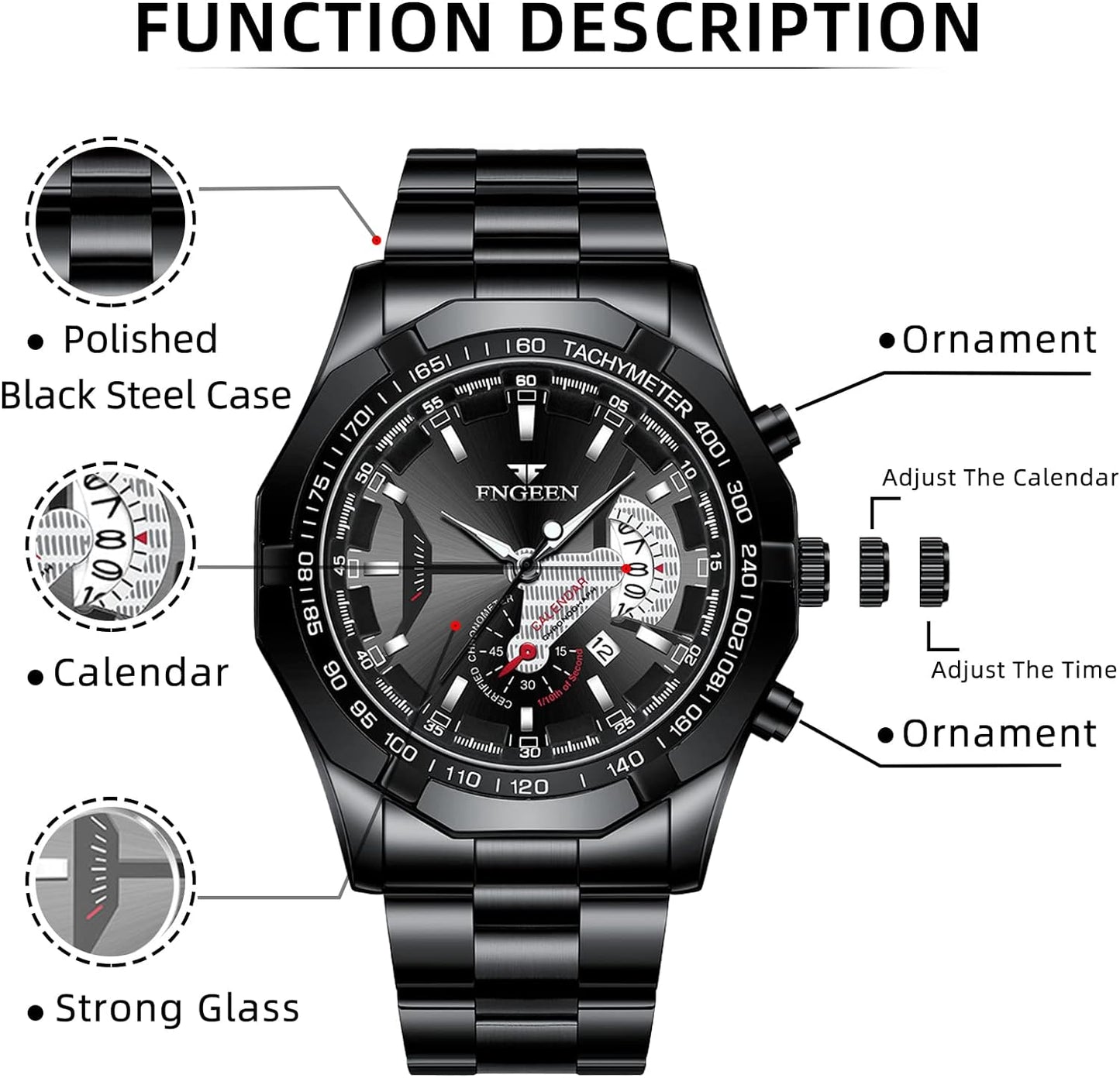 BY BENYAR AKNIGHT Watches for Men Quartz Movement Watch,Waterproof Luminous Men's Watch, Stainless Steel Strap Business Watches
