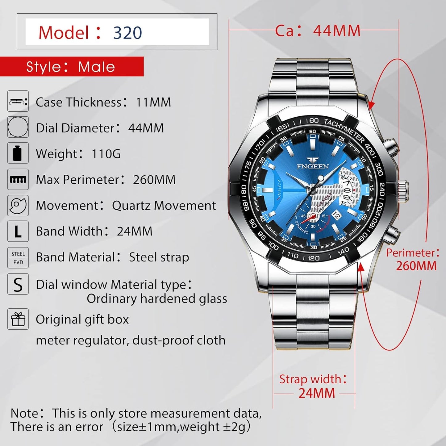 BY BENYAR AKNIGHT Watches for Men Quartz Movement Watch,Waterproof Luminous Men's Watch, Stainless Steel Strap Business Watches