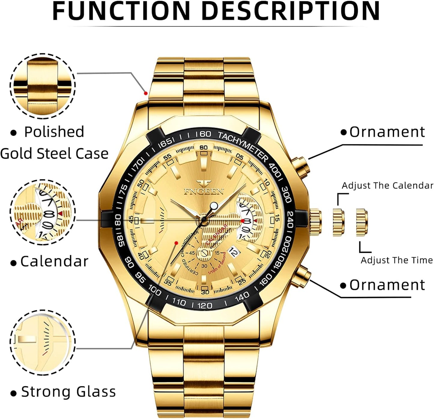 BY BENYAR AKNIGHT Watches for Men Quartz Movement Watch,Waterproof Luminous Men's Watch, Stainless Steel Strap Business Watches