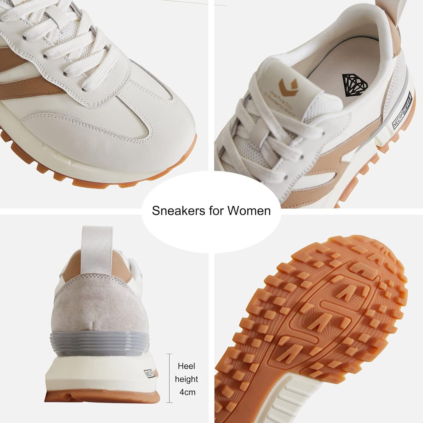 somiliss Sneakers for Women Genuine Leather Suede Patchwork Casual Lace Up Non-Slip Walking Shoes Comfortable Tennis Running Shoes Womens Fashion Sneakers