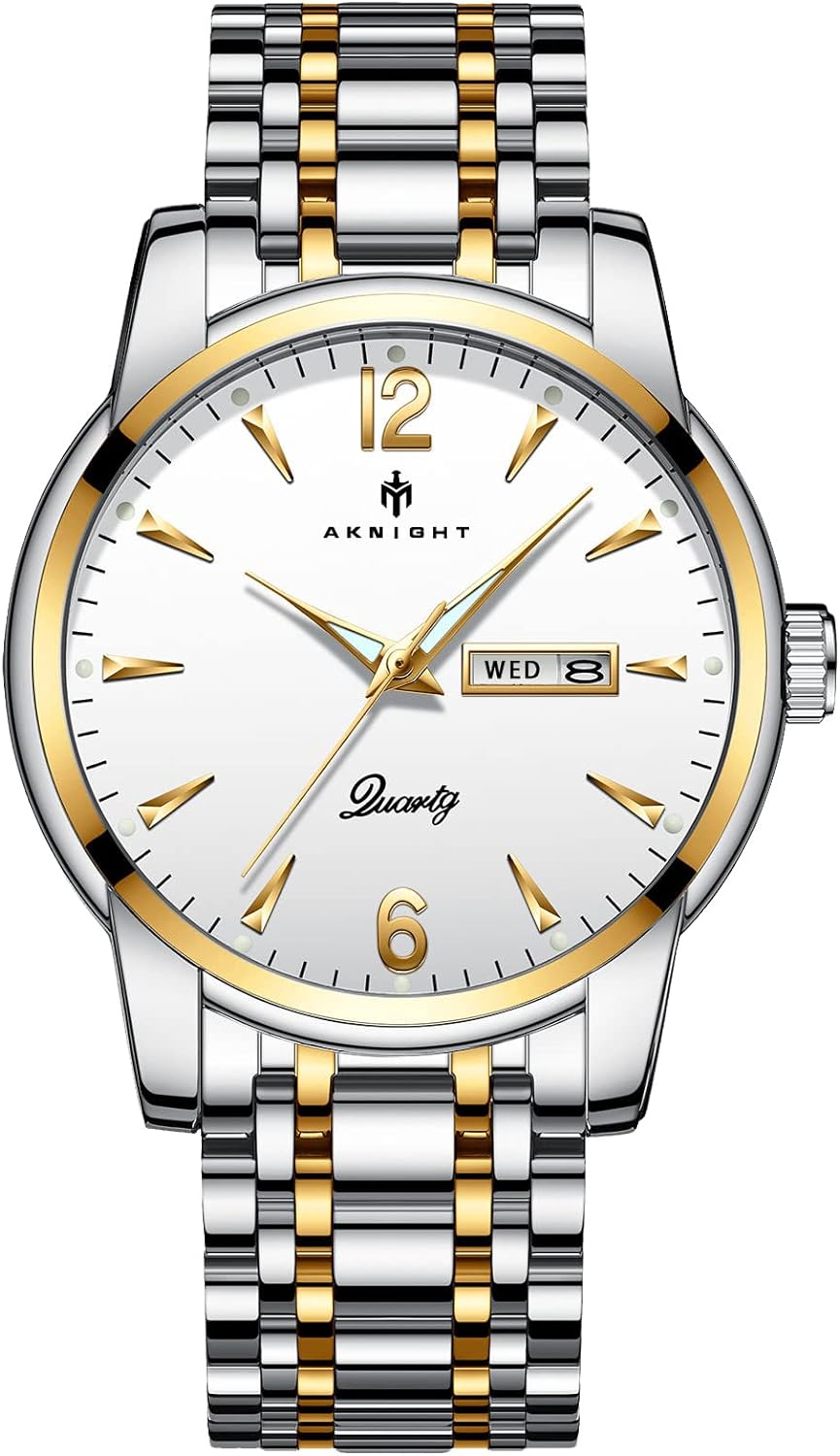 BY BENYAR AKNIGHT Watches for Men Quartz Movement Watch,Waterproof Luminous Men's Watch, Stainless Steel Strap Business Watches