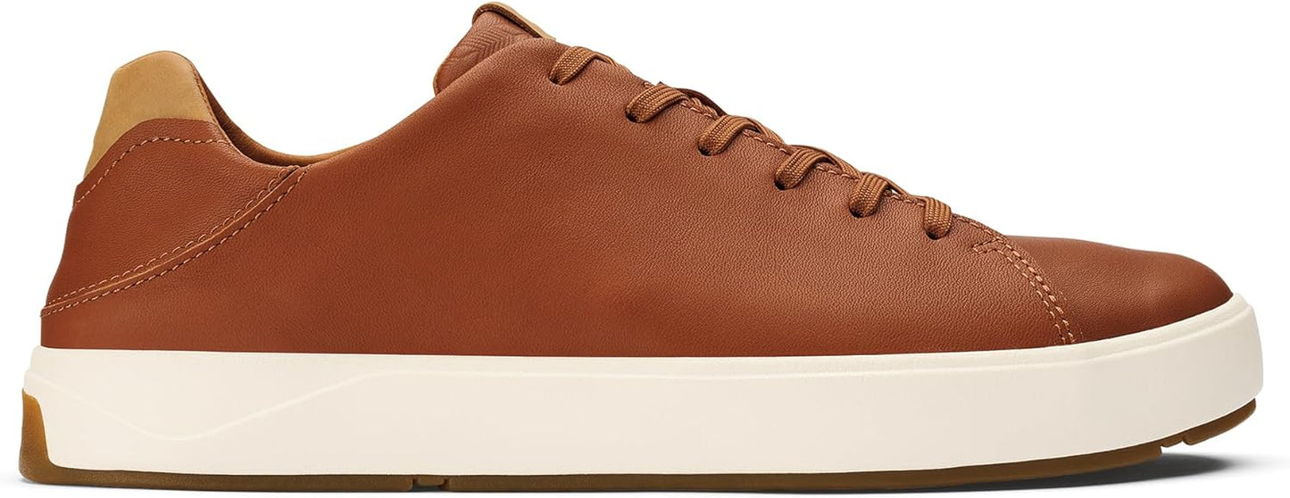 OLUKAI Lae'ahi Li 'ILI Men's Leather Sneakers, Supple Full-Grain Leather Shoes, Drop-in Heel & All Weather Rubber Soles