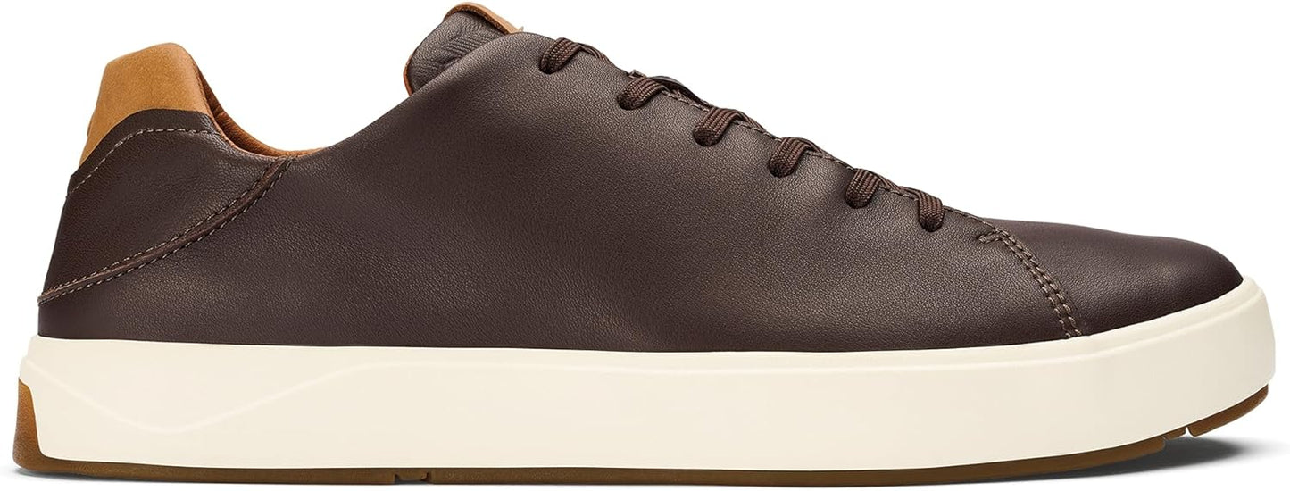 OLUKAI Lae'ahi Li 'ILI Men's Leather Sneakers, Supple Full-Grain Leather Shoes, Drop-in Heel & All Weather Rubber Soles