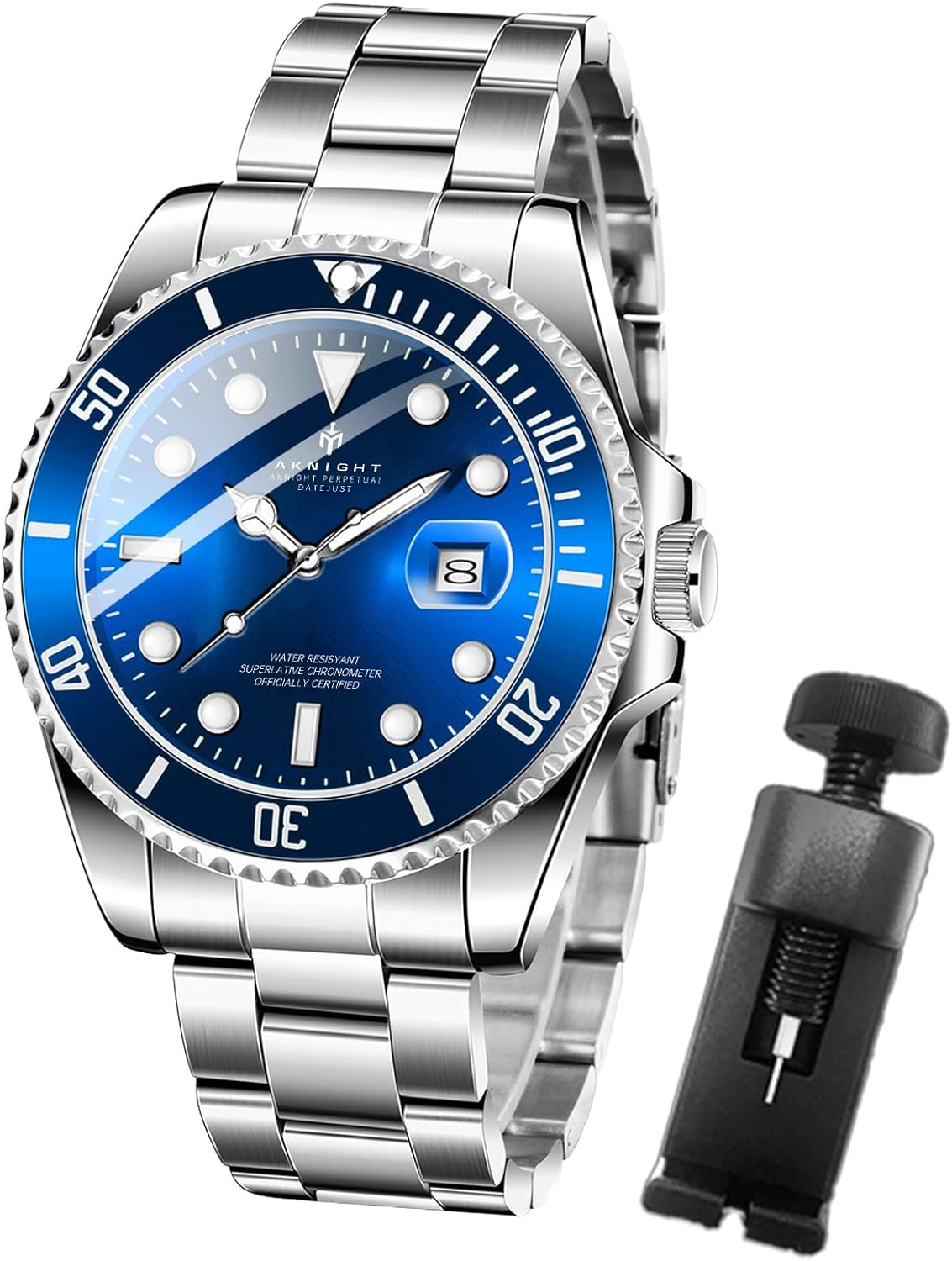 BY BENYAR AKNIGHT Watches for Men Quartz Movement Watch,Waterproof Luminous Men's Watch, Stainless Steel Strap Business Watches