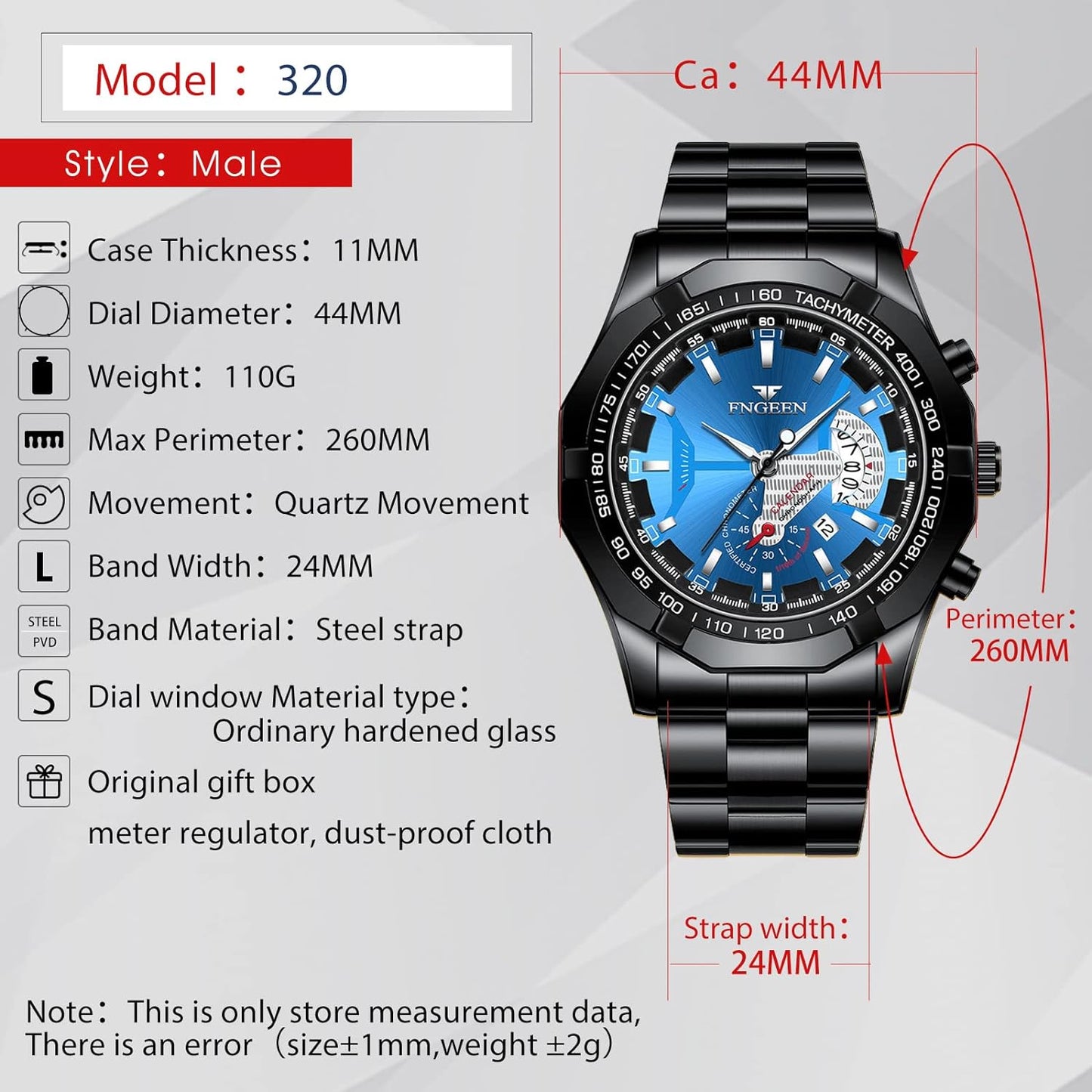 BY BENYAR AKNIGHT Watches for Men Quartz Movement Watch,Waterproof Luminous Men's Watch, Stainless Steel Strap Business Watches