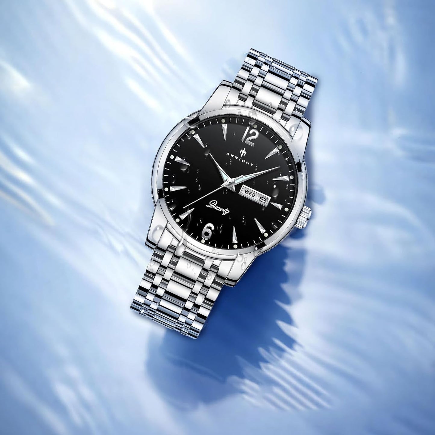 BY BENYAR AKNIGHT Watches for Men Quartz Movement Watch,Waterproof Luminous Men's Watch, Stainless Steel Strap Business Watches