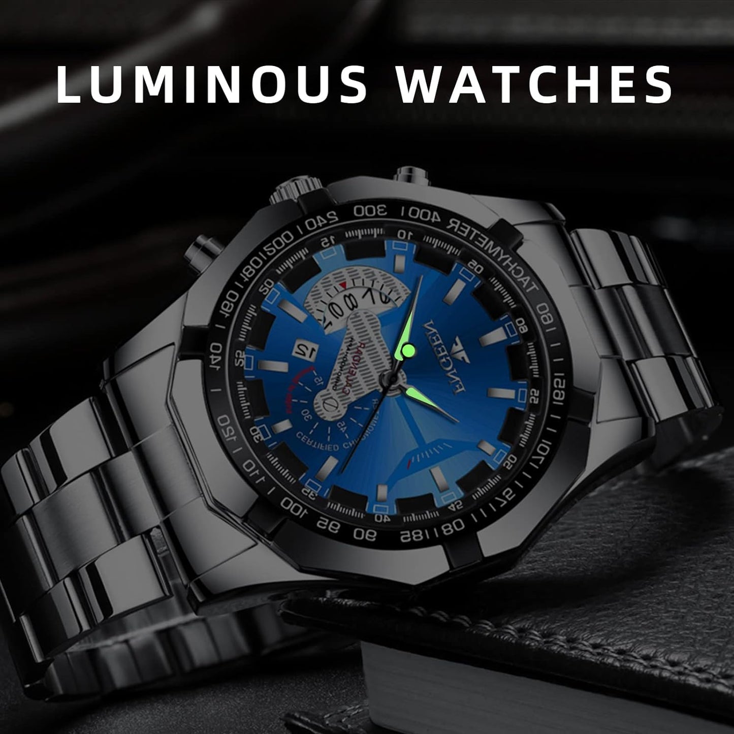 BY BENYAR AKNIGHT Watches for Men Quartz Movement Watch,Waterproof Luminous Men's Watch, Stainless Steel Strap Business Watches