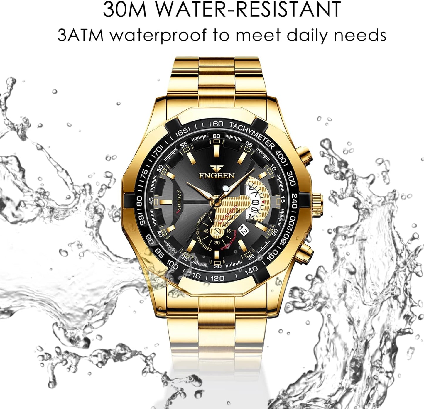 BY BENYAR AKNIGHT Watches for Men Quartz Movement Watch,Waterproof Luminous Men's Watch, Stainless Steel Strap Business Watches