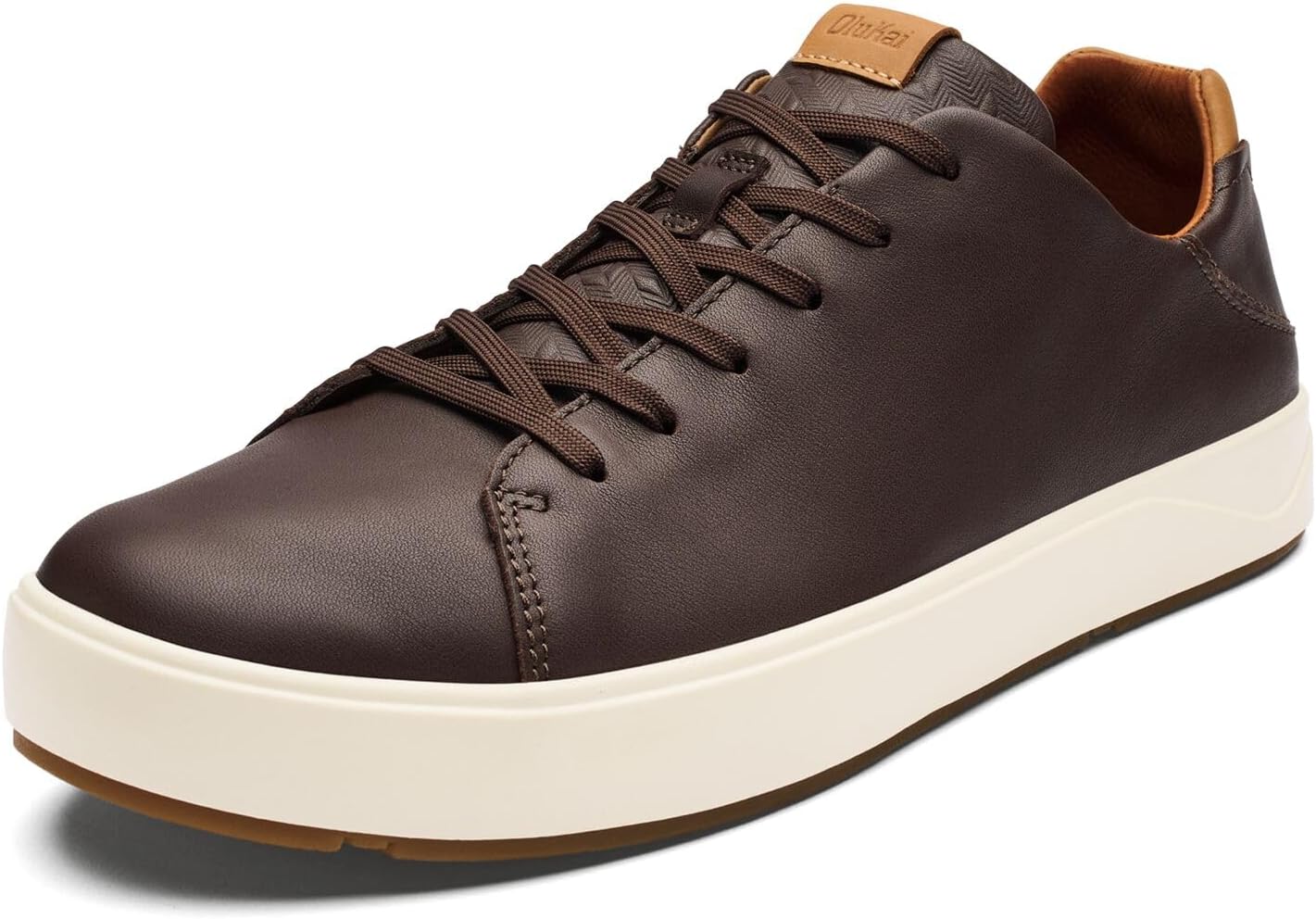 OLUKAI Lae'ahi Li 'ILI Men's Leather Sneakers, Supple Full-Grain Leather Shoes, Drop-in Heel & All Weather Rubber Soles
