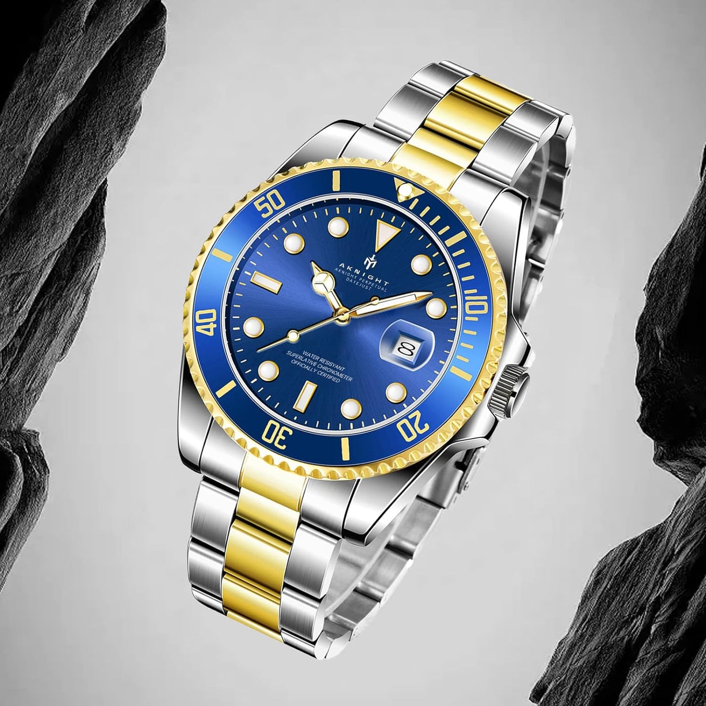 BY BENYAR AKNIGHT Watches for Men Quartz Movement Watch,Waterproof Luminous Men's Watch, Stainless Steel Strap Business Watches