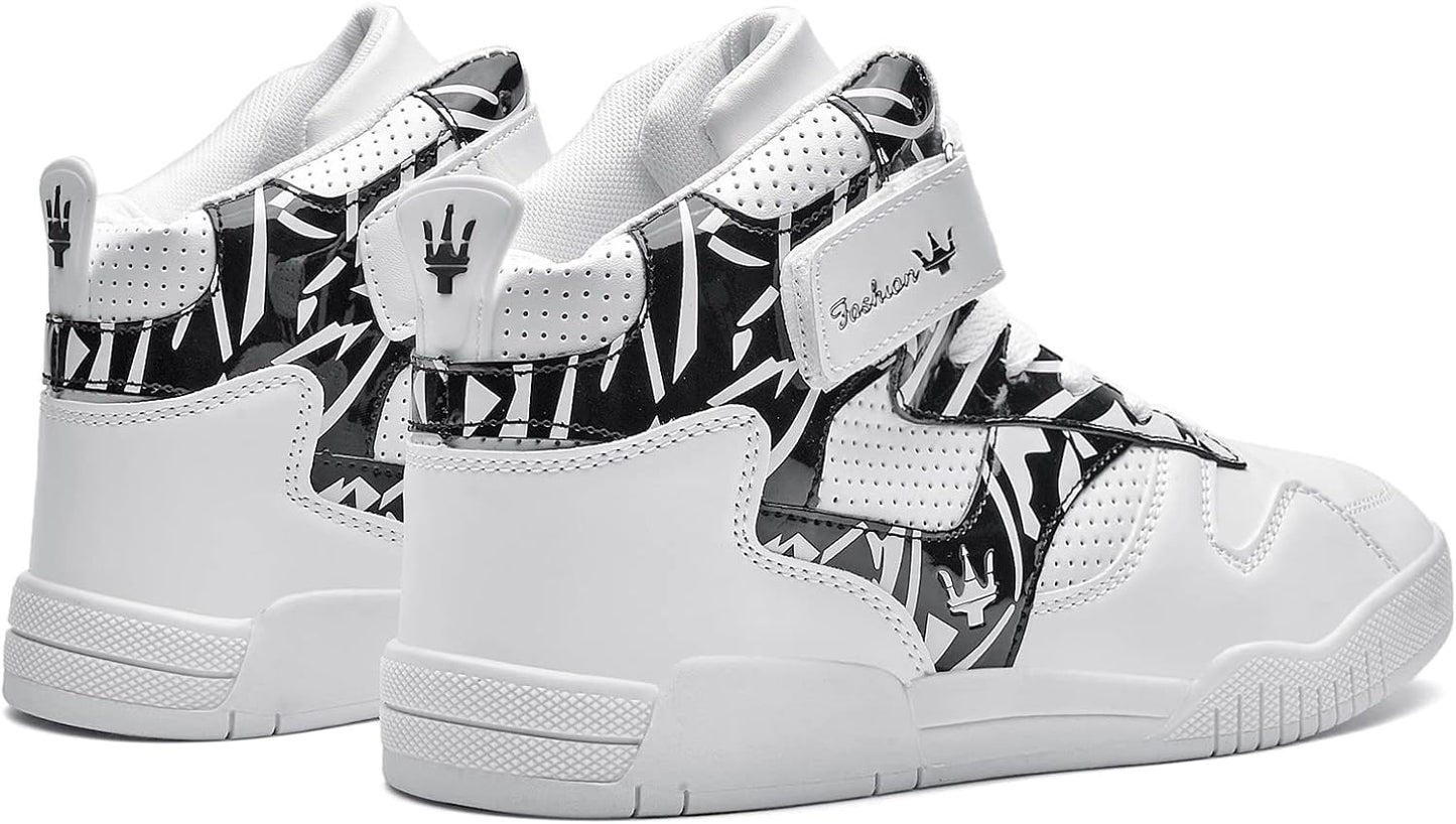 KUXIE Shoes Men's High Top Fashion Sneakers Outdoor Casual Sports Shoes Training Leather Shoes Mens Flats