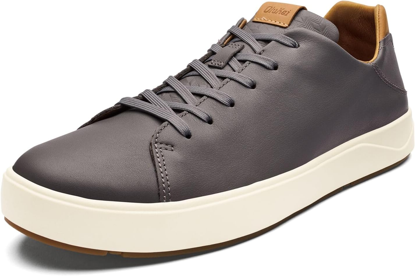 OLUKAI Lae'ahi Li 'ILI Men's Leather Sneakers, Supple Full-Grain Leather Shoes, Drop-in Heel & All Weather Rubber Soles