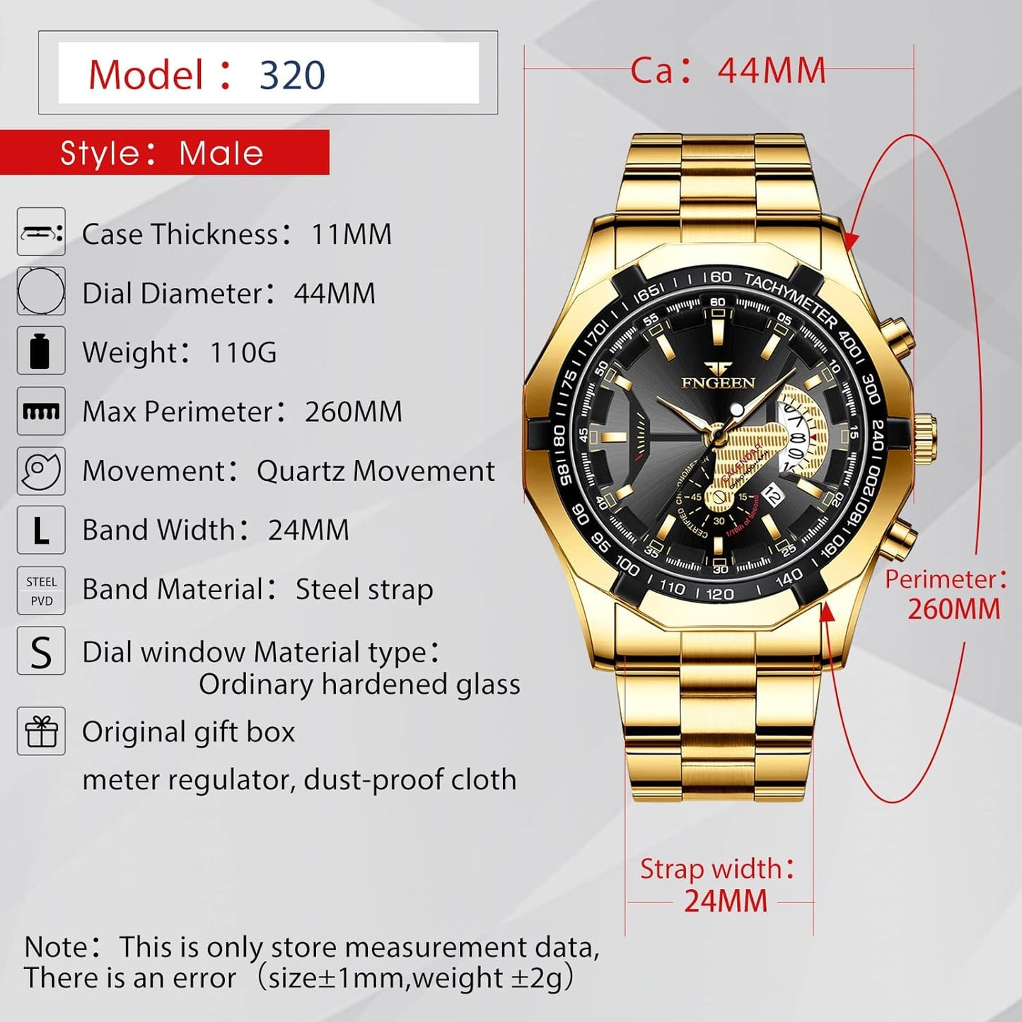 BY BENYAR AKNIGHT Watches for Men Quartz Movement Watch,Waterproof Luminous Men's Watch, Stainless Steel Strap Business Watches