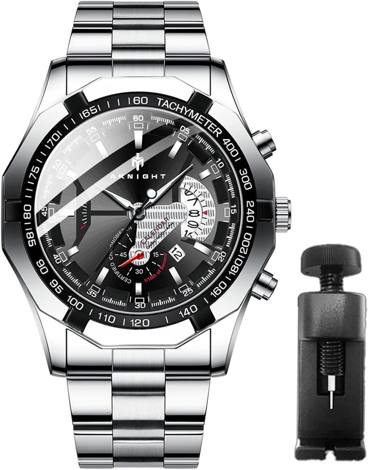 BY BENYAR AKNIGHT Watches for Men Quartz Movement Watch,Waterproof Luminous Men's Watch, Stainless Steel Strap Business Watches