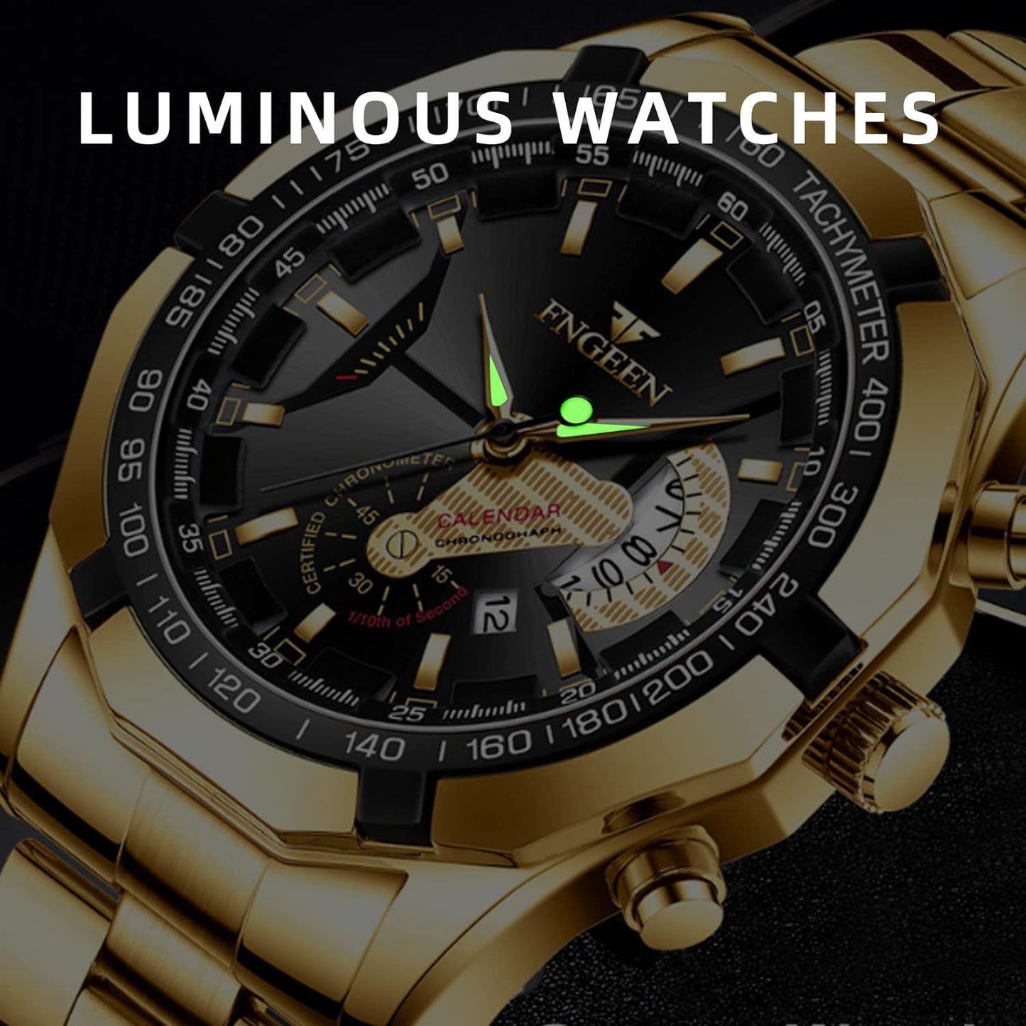 BY BENYAR AKNIGHT Watches for Men Quartz Movement Watch,Waterproof Luminous Men's Watch, Stainless Steel Strap Business Watches