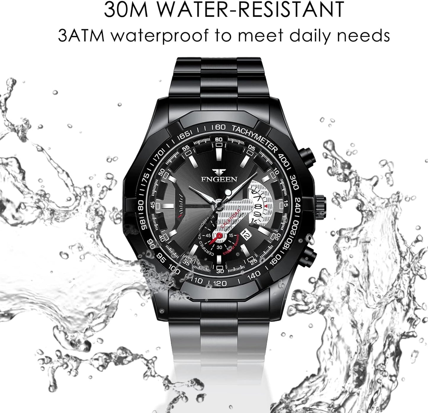 BY BENYAR AKNIGHT Watches for Men Quartz Movement Watch,Waterproof Luminous Men's Watch, Stainless Steel Strap Business Watches