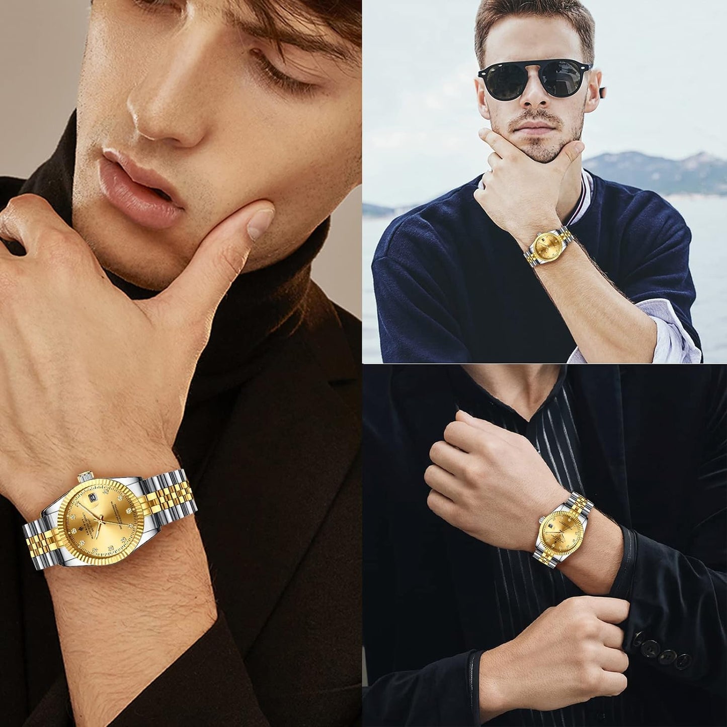 BY BENYAR AKNIGHT Watches for Men Quartz Movement Watch,Waterproof Luminous Men's Watch, Stainless Steel Strap Business Watches