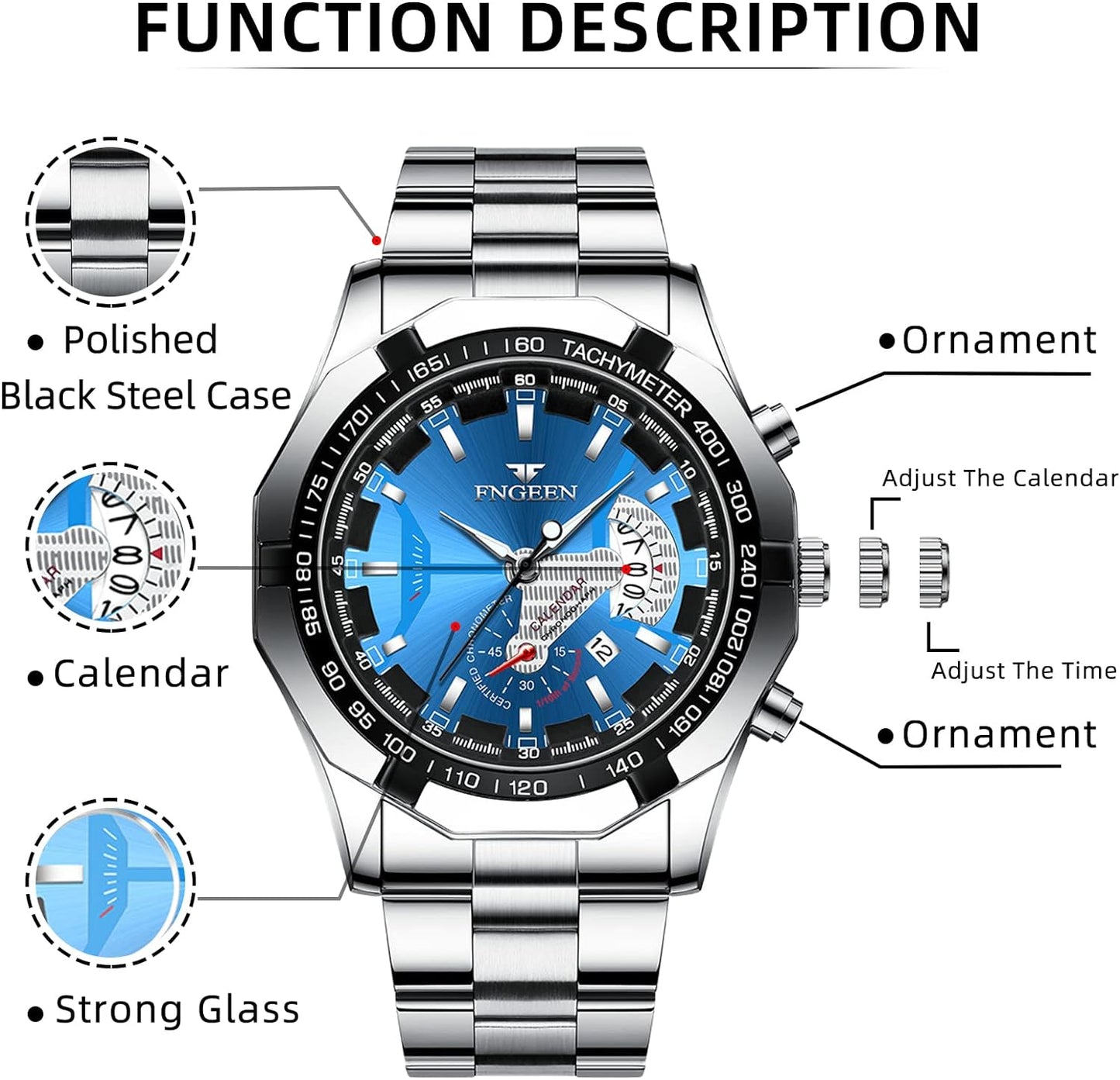 BY BENYAR AKNIGHT Watches for Men Quartz Movement Watch,Waterproof Luminous Men's Watch, Stainless Steel Strap Business Watches