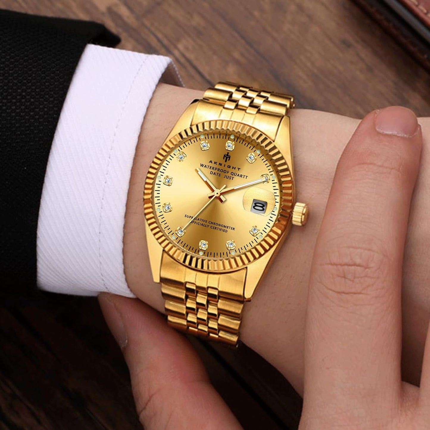 BY BENYAR AKNIGHT Watches for Men Quartz Movement Watch,Waterproof Luminous Men's Watch, Stainless Steel Strap Business Watches