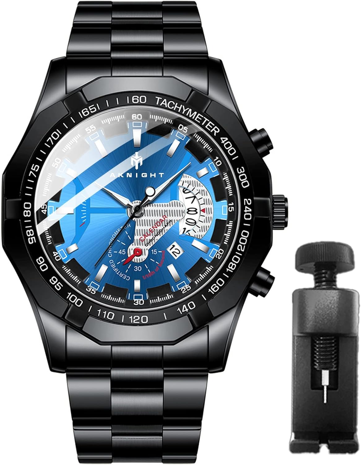 BY BENYAR AKNIGHT Watches for Men Quartz Movement Watch,Waterproof Luminous Men's Watch, Stainless Steel Strap Business Watches
