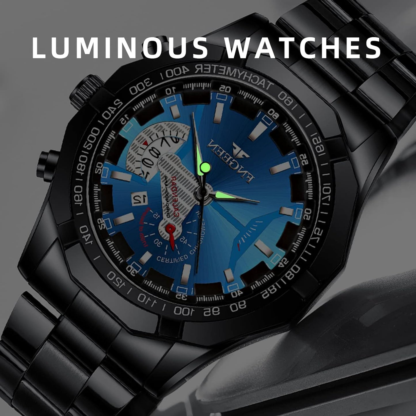 BY BENYAR AKNIGHT Watches for Men Quartz Movement Watch,Waterproof Luminous Men's Watch, Stainless Steel Strap Business Watches