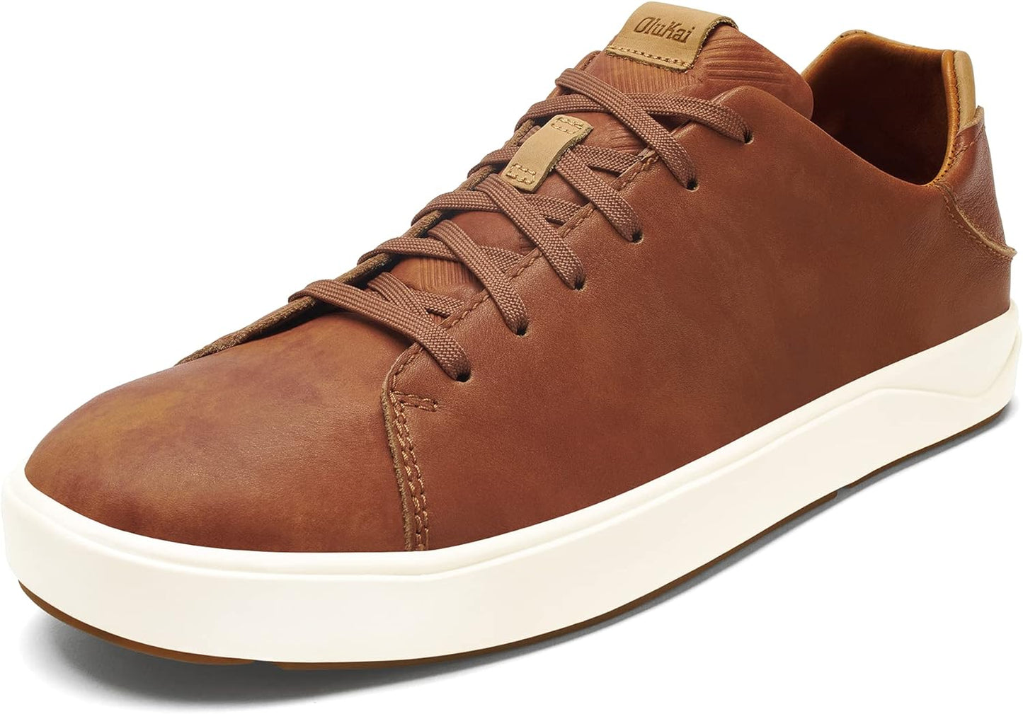 OLUKAI Lae'ahi Li 'ILI Men's Leather Sneakers, Supple Full-Grain Leather Shoes, Drop-in Heel & All Weather Rubber Soles