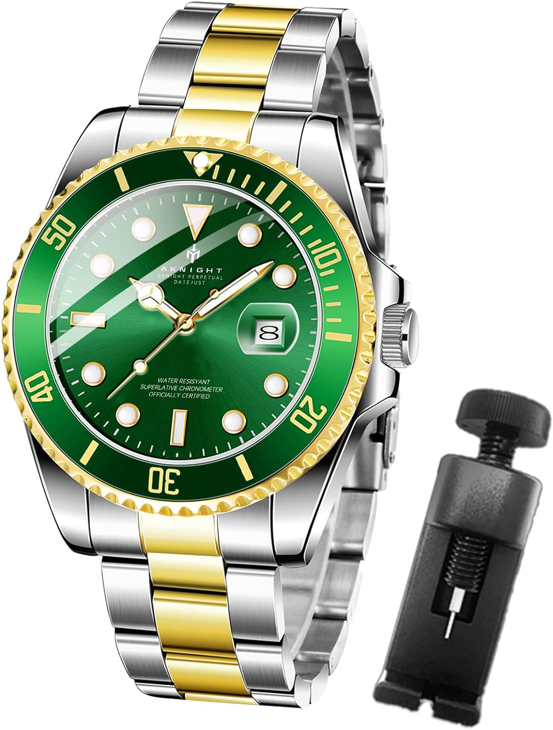 BY BENYAR AKNIGHT Watches for Men Quartz Movement Watch,Waterproof Luminous Men's Watch, Stainless Steel Strap Business Watches