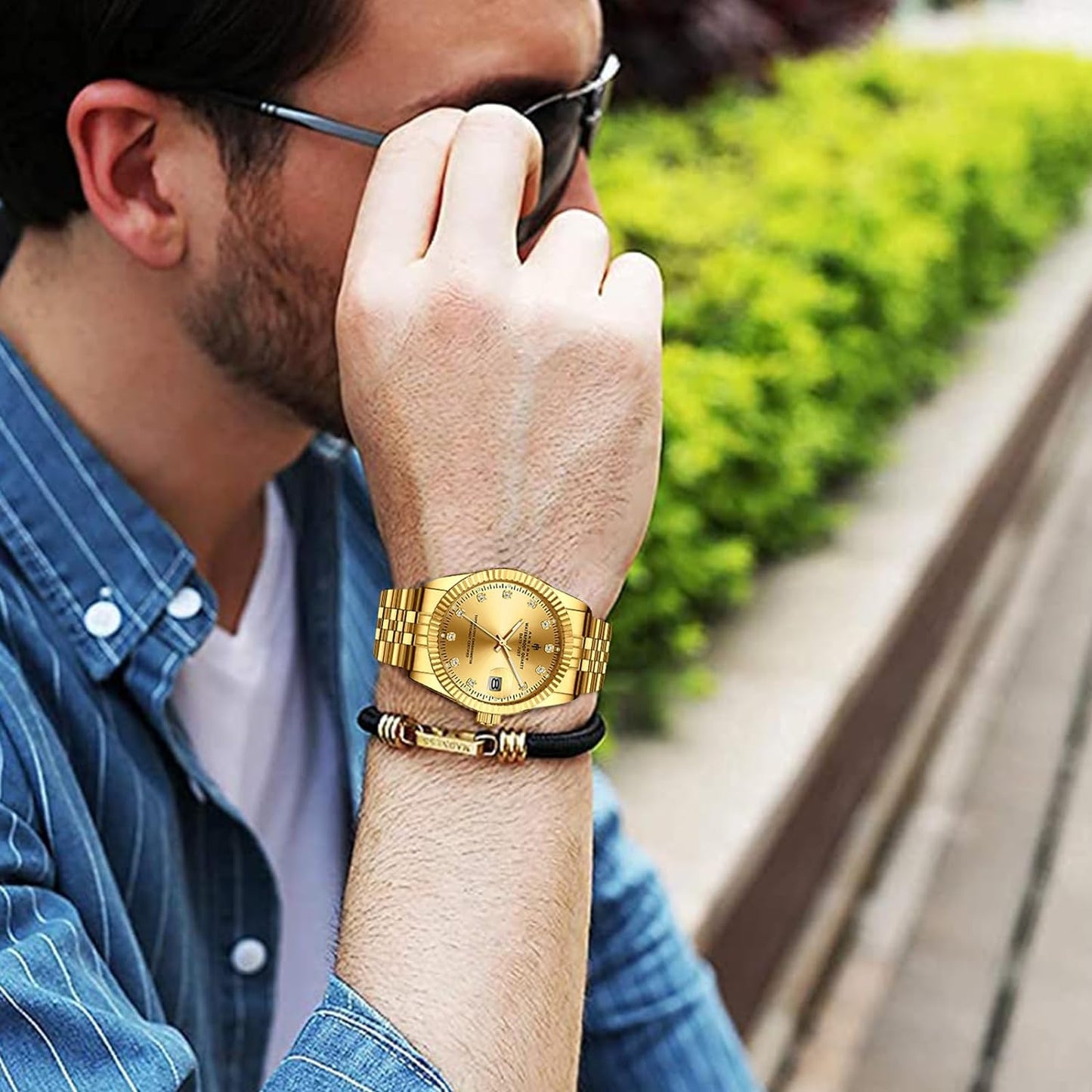 BY BENYAR AKNIGHT Watches for Men Quartz Movement Watch,Waterproof Luminous Men's Watch, Stainless Steel Strap Business Watches