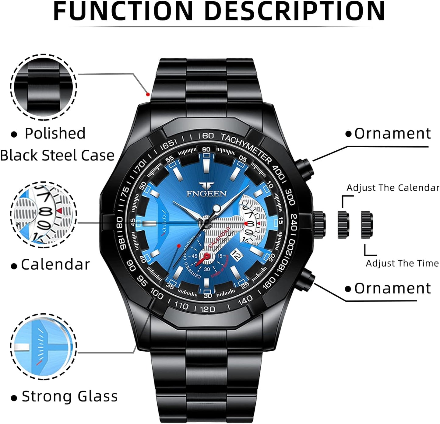BY BENYAR AKNIGHT Watches for Men Quartz Movement Watch,Waterproof Luminous Men's Watch, Stainless Steel Strap Business Watches