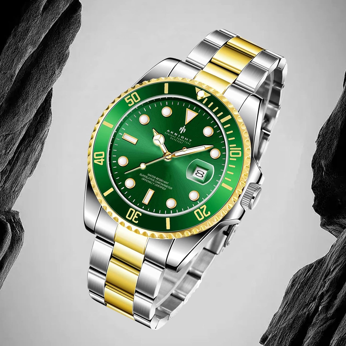 BY BENYAR AKNIGHT Watches for Men Quartz Movement Watch,Waterproof Luminous Men's Watch, Stainless Steel Strap Business Watches