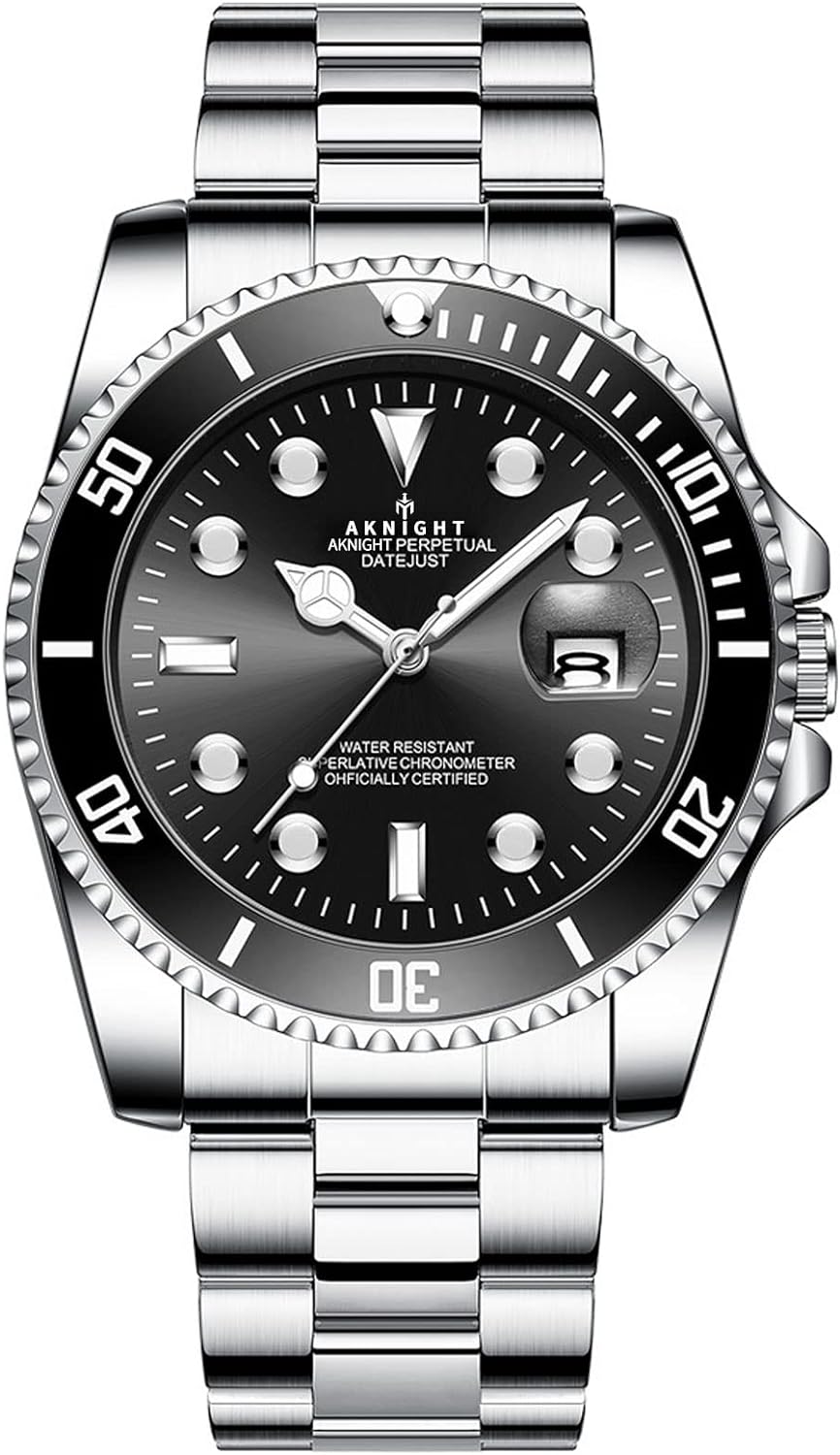 BY BENYAR AKNIGHT Watches for Men Quartz Movement Watch,Waterproof Luminous Men's Watch, Stainless Steel Strap Business Watches