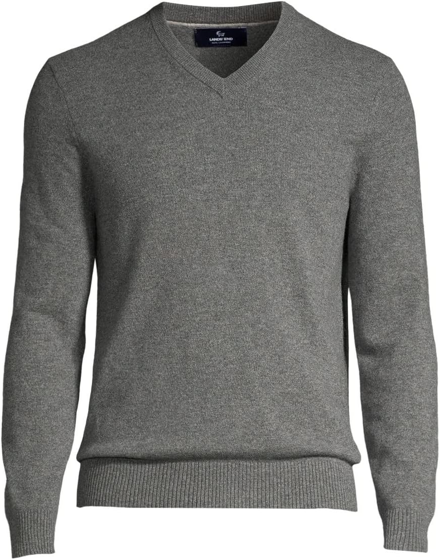 Lands' End Men's Fine Gauge Cashmere V-Neck Sweater