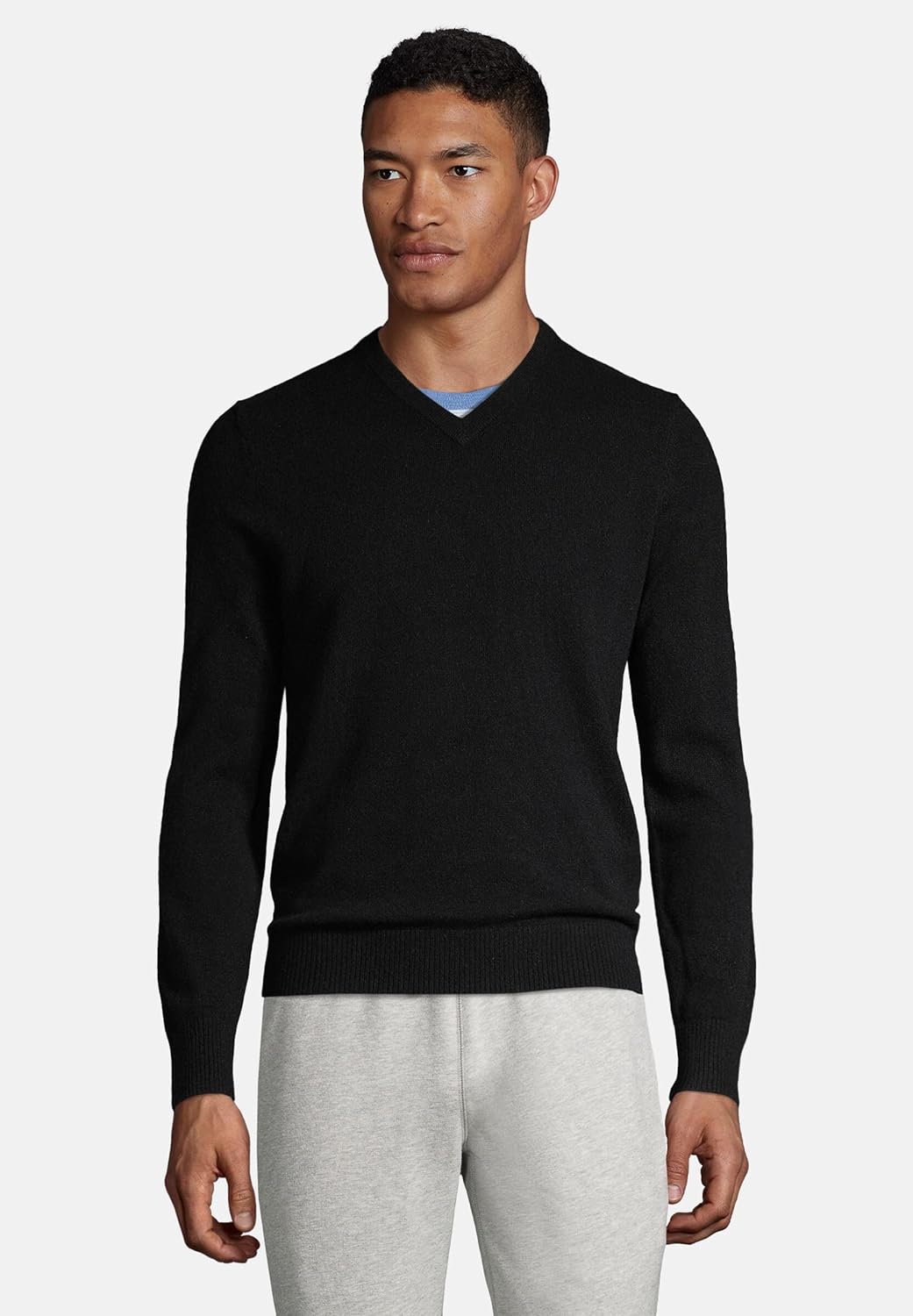 Lands' End Men's Fine Gauge Cashmere V-Neck Sweater
