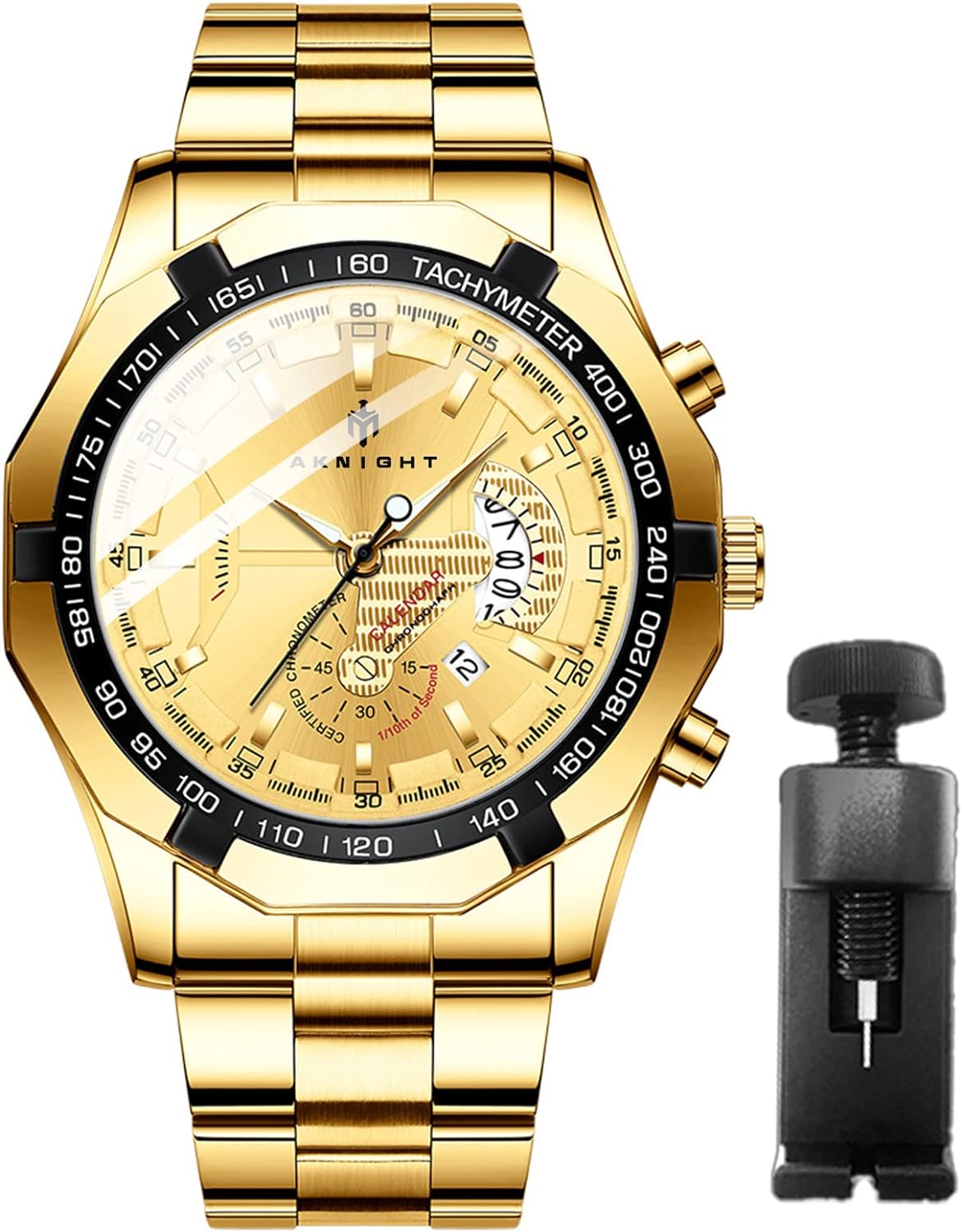 BY BENYAR AKNIGHT Watches for Men Quartz Movement Watch,Waterproof Luminous Men's Watch, Stainless Steel Strap Business Watches
