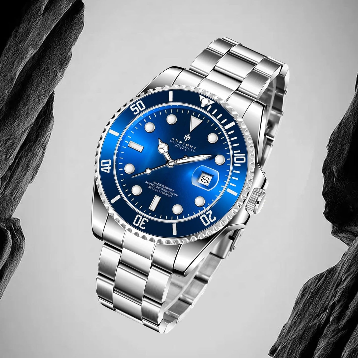 BY BENYAR AKNIGHT Watches for Men Quartz Movement Watch,Waterproof Luminous Men's Watch, Stainless Steel Strap Business Watches