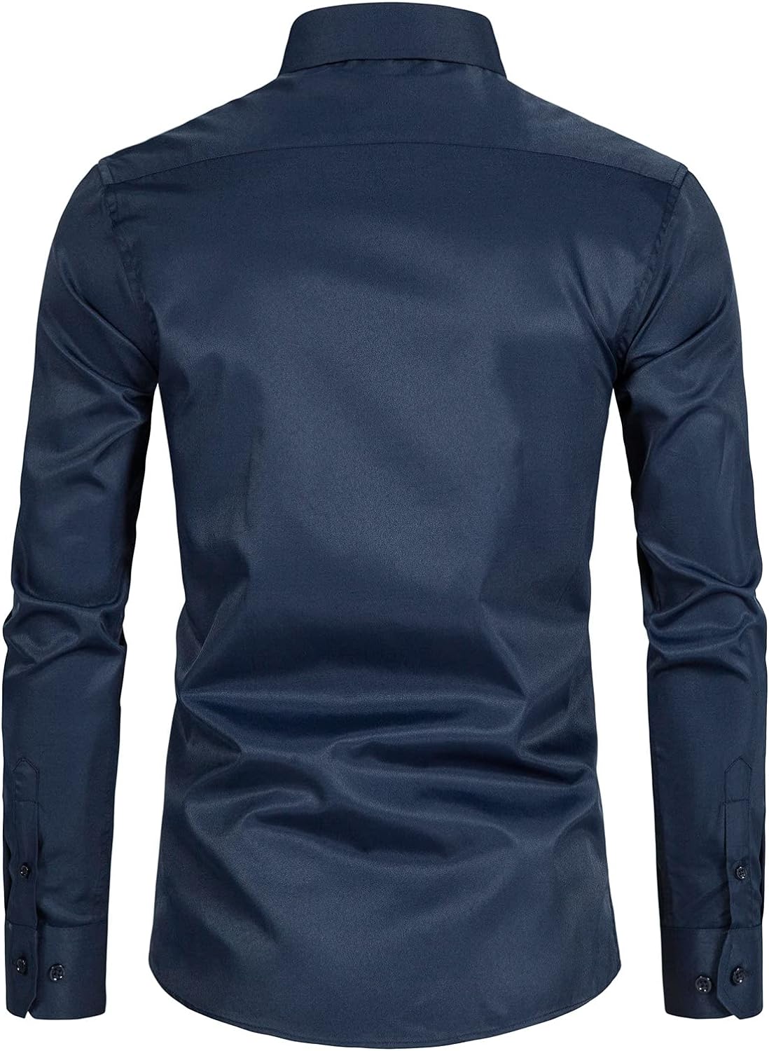 DELCARINO Men's Long Sleeve Button Up Shirts Solid Slim Fit Casual Business Formal Dress Shirt