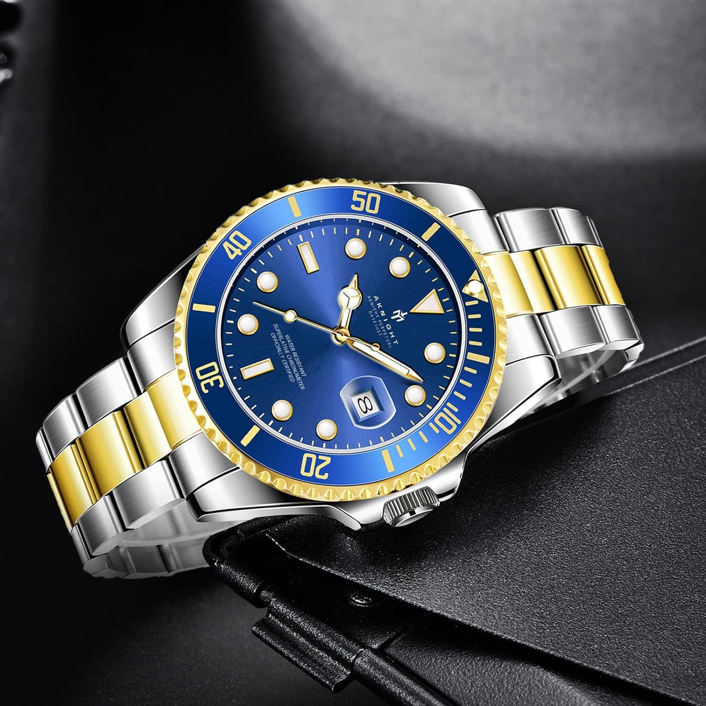 BY BENYAR AKNIGHT Watches for Men Quartz Movement Watch,Waterproof Luminous Men's Watch, Stainless Steel Strap Business Watches