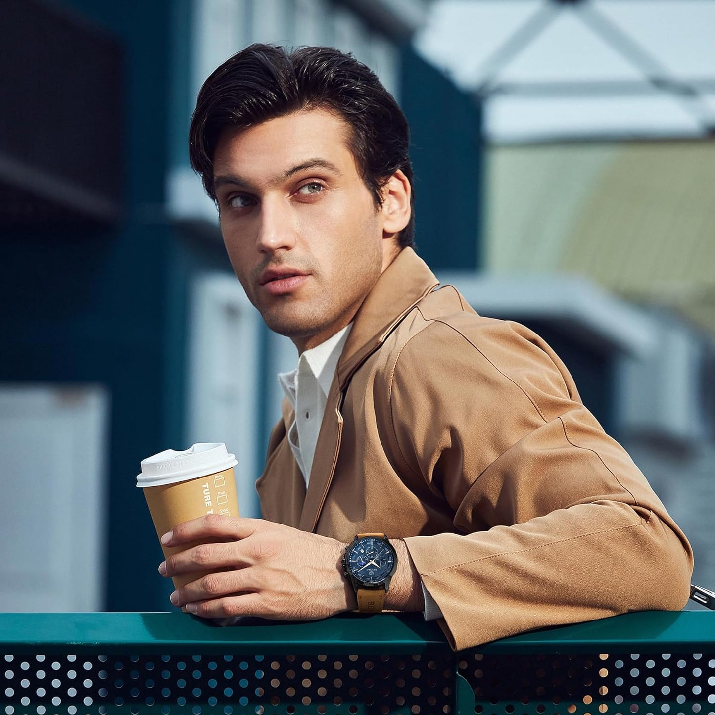 BY BENYAR Men's Watches Waterproof Sport Military Watch for Men Multifunction Chronograph Black Fashion Quartz Wristwatches Calendar with Leather Strap/Stainless Steel
