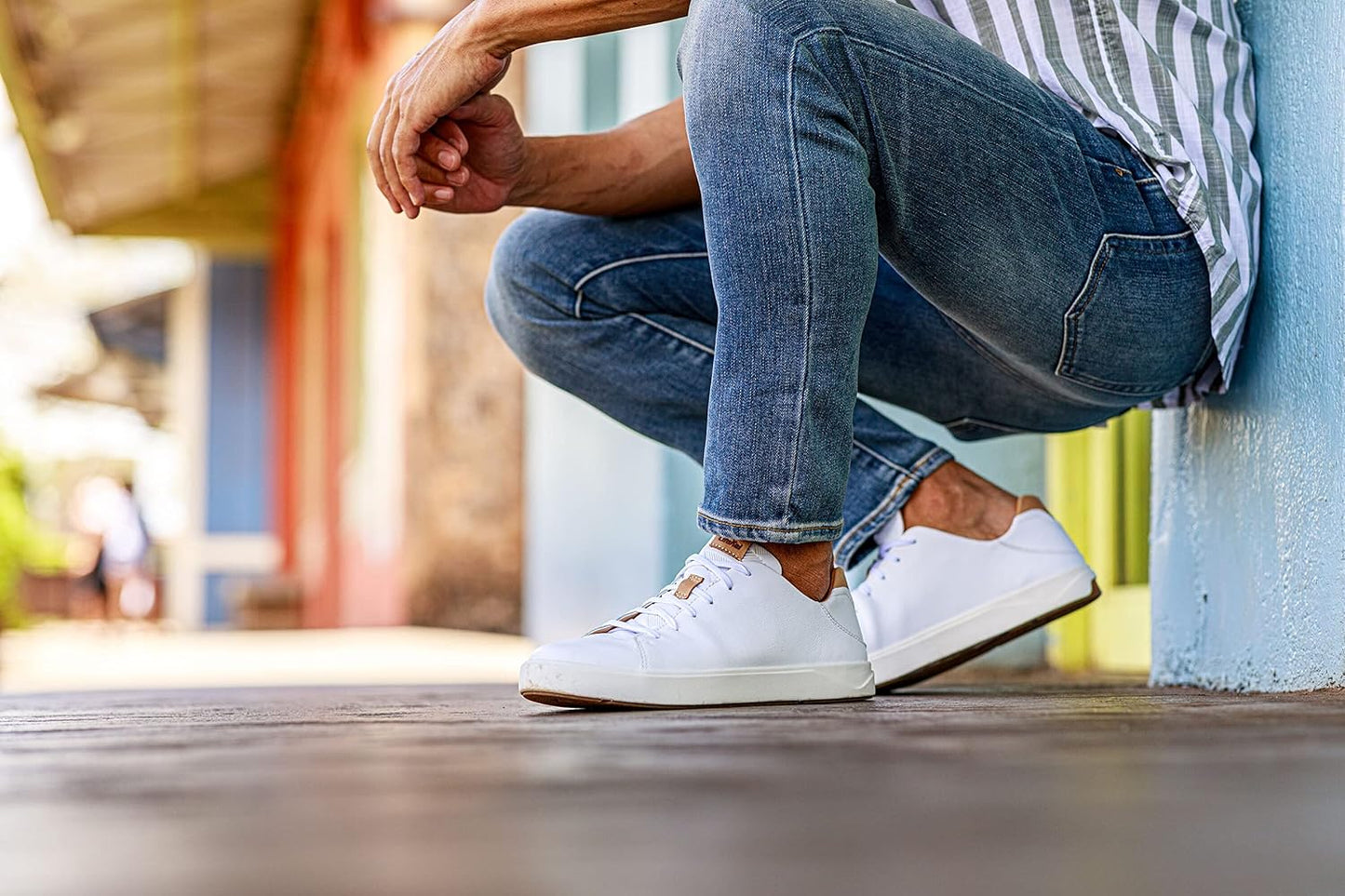 OLUKAI Lae'ahi Li 'ILI Men's Leather Sneakers, Supple Full-Grain Leather Shoes, Drop-in Heel & All Weather Rubber Soles