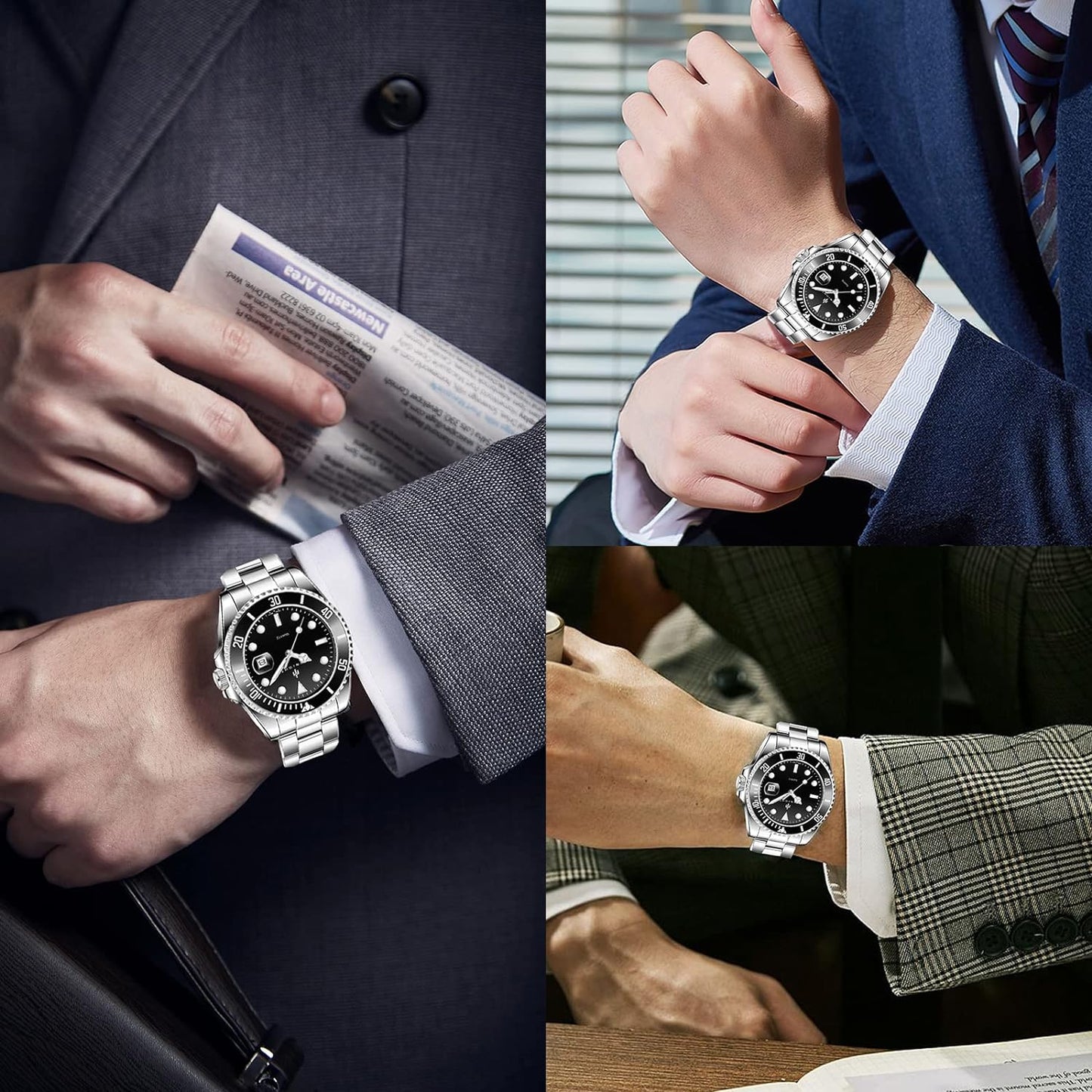 BY BENYAR AKNIGHT Watches for Men Quartz Movement Watch,Waterproof Luminous Men's Watch, Stainless Steel Strap Business Watches