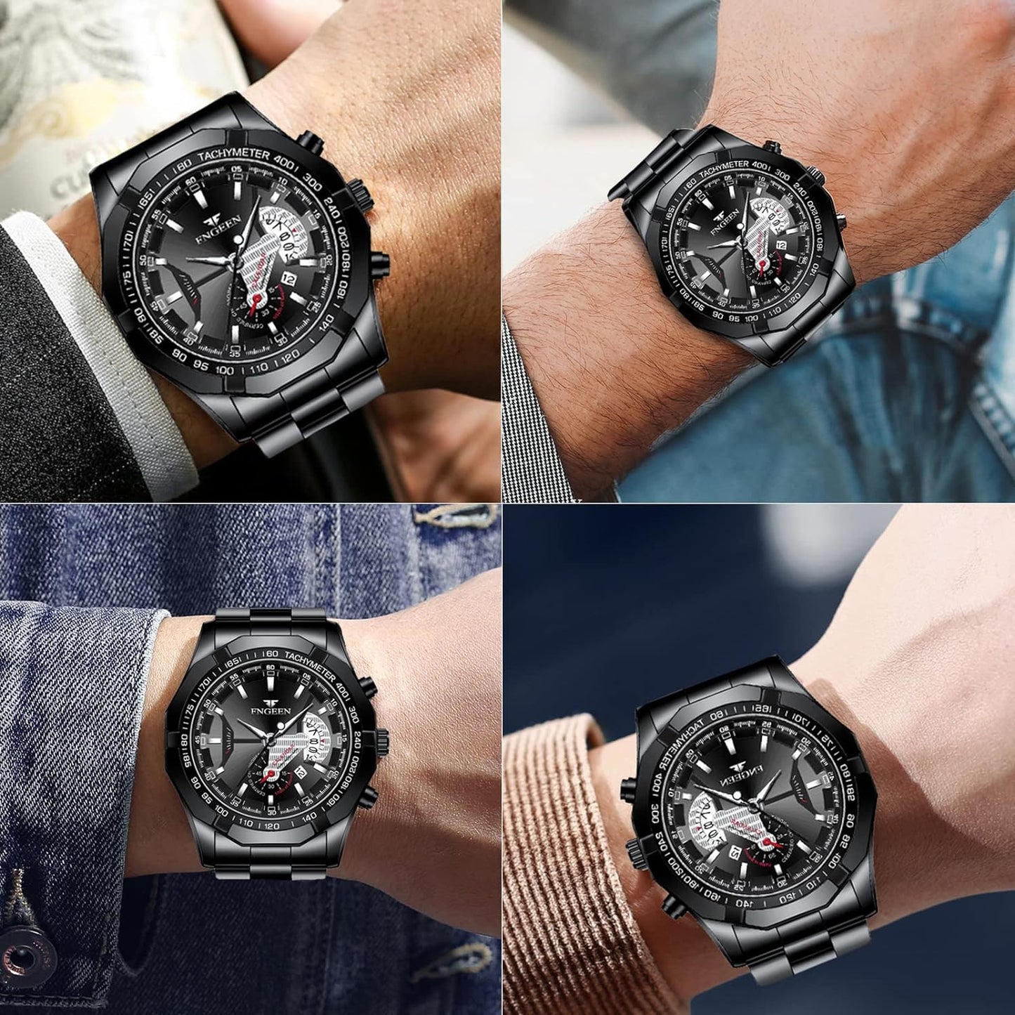 BY BENYAR AKNIGHT Watches for Men Quartz Movement Watch,Waterproof Luminous Men's Watch, Stainless Steel Strap Business Watches