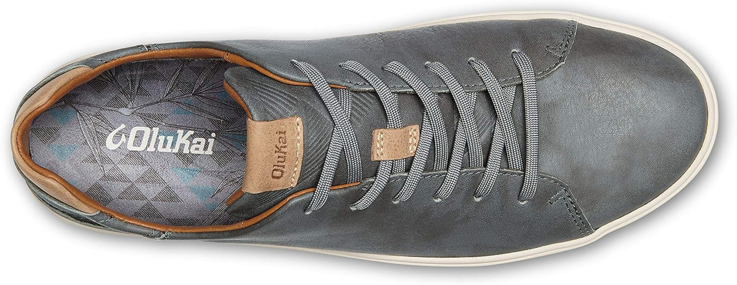 OLUKAI Lae'ahi Li 'ILI Men's Leather Sneakers, Supple Full-Grain Leather Shoes, Drop-in Heel & All Weather Rubber Soles