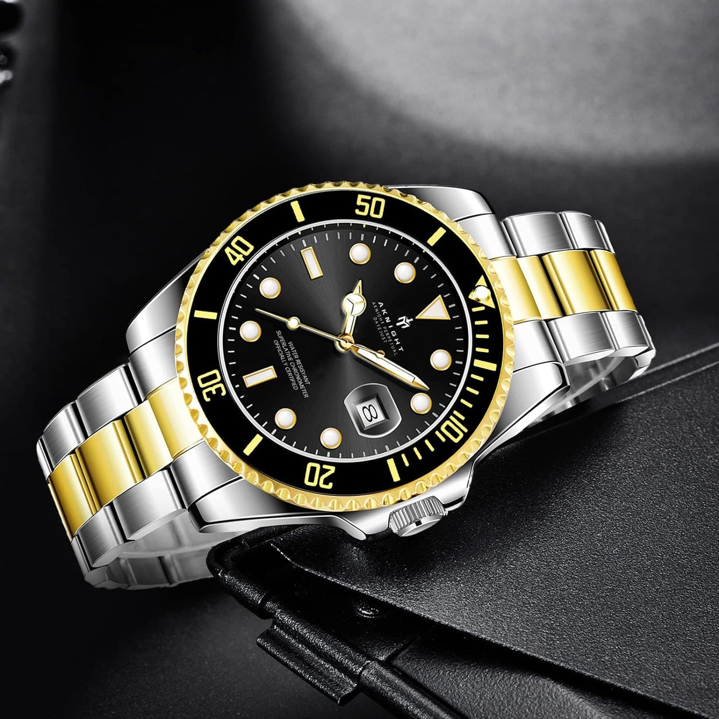 BY BENYAR AKNIGHT Watches for Men Quartz Movement Watch,Waterproof Luminous Men's Watch, Stainless Steel Strap Business Watches